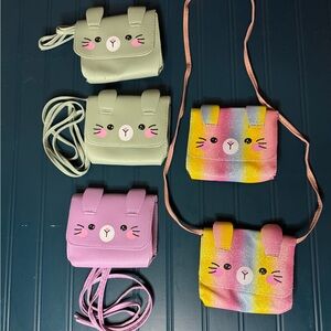 Cute Bunny Kids Crossbody Bag Purse Pink, Green, or Multicolor